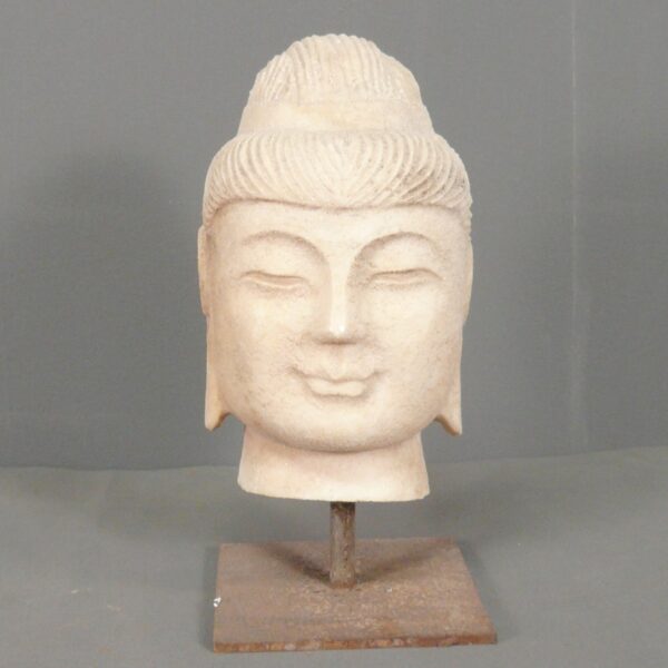Tête de Bouddha en marbre blanc - Statue en marbre -