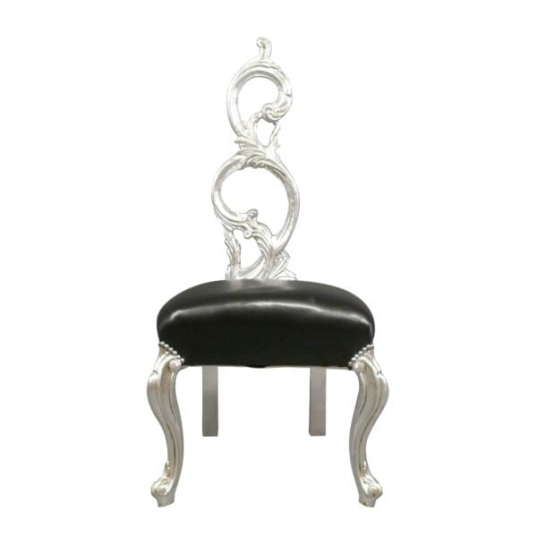 Chaise baroque au style rococo noire et argent