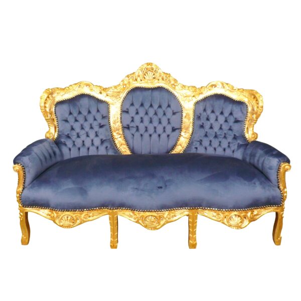 Canapé baroque en velours bleu