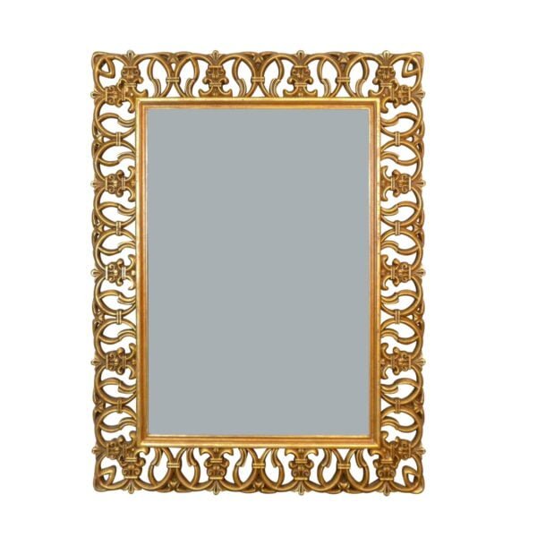 Miroir baroque en bois doré ajouré - H:120 cm
